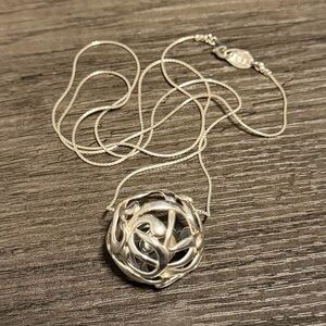 HAGIT GORALI Sterling Silver Interlocking 3” Spiral Ball Pendant 32" Necklace